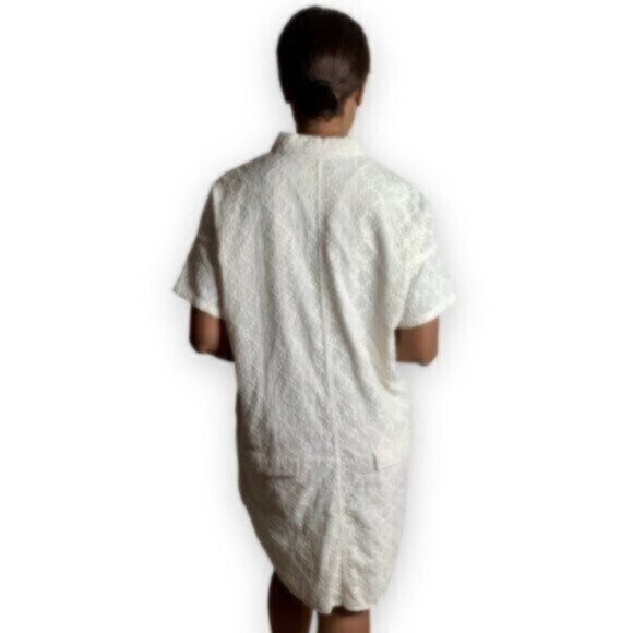 Current Elliott Oversized Smock Eyelet Lace Shirt Dress - Picture 6 of 10